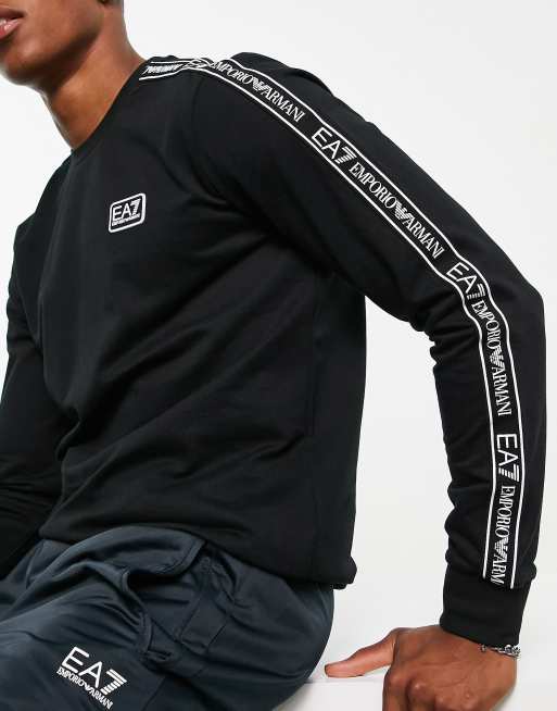 Armani EA7 taped logo sweatshirt in black