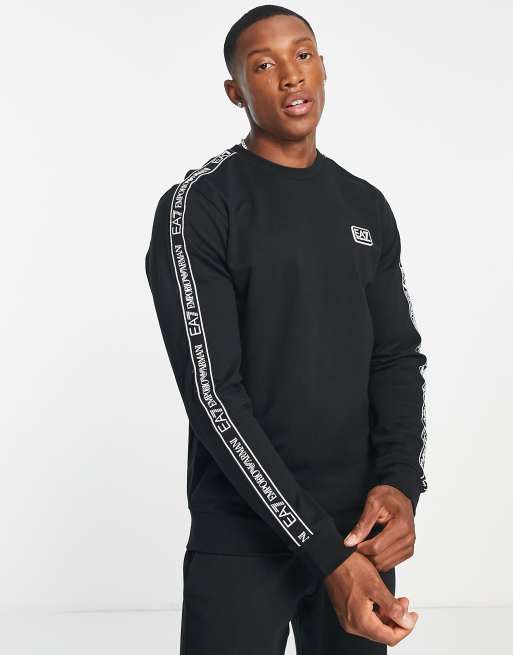 Armani EA7 taped logo sweatshirt in black | ASOS