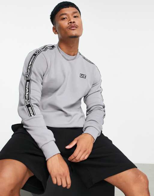 Armani EA7 taped logo sweatshirt in grey ASOS