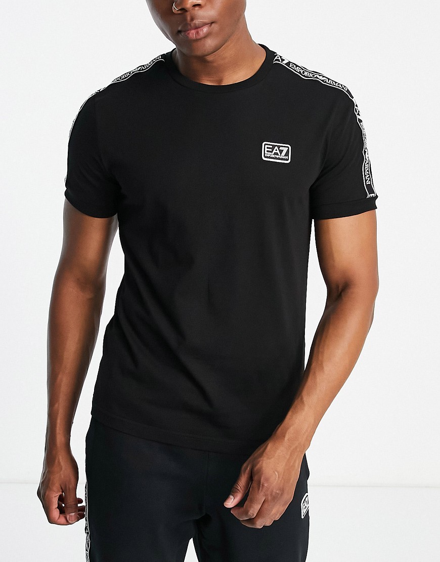 armani ea7 taped logo t-shirt in black