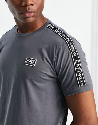 Armani EA7 taped logo t-shirt in grey