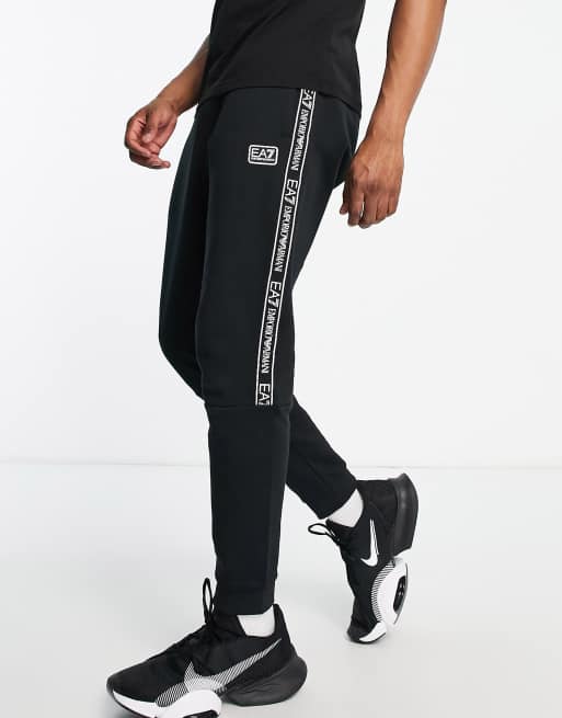 Armani EA7 taped logo trackies in black