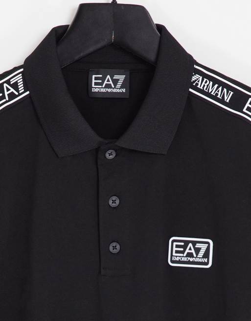 Armani EA7 taped polo in black ASOS