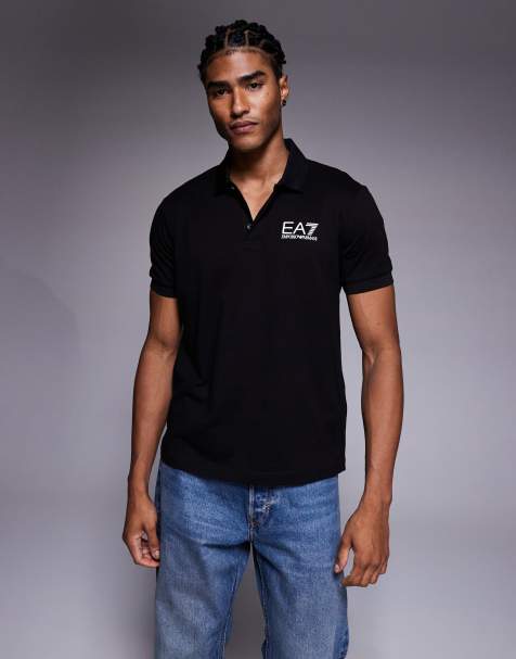 Armani EA7 train 7 logo polo in black - view 1