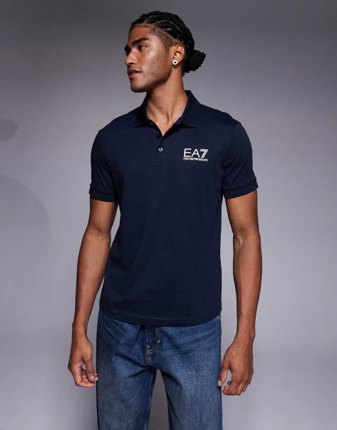 Armani EA7 train 7 logo polo in navy - view 1