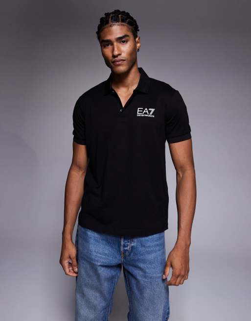 Armani EA7 train 7 logo polo shirt in black