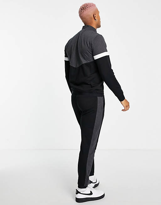 Tracksuits Armani EA7 Train Athletic colour block funnel neck french terry tracksuit in black 