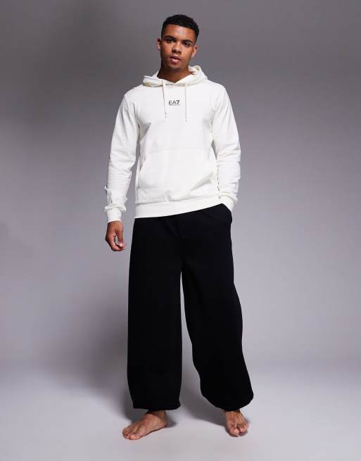 Armani EA7 train core central logo hoodie in cream, 2 of 4