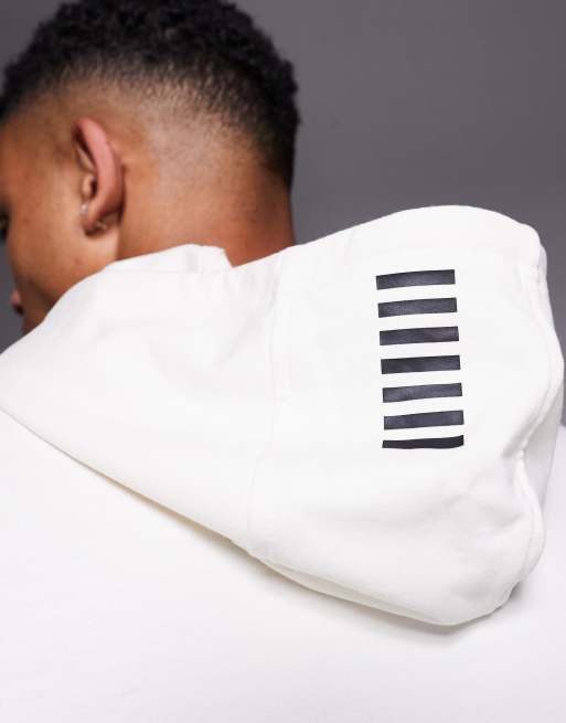 Armani EA7 train core central logo hoodie in cream, 4 of 4