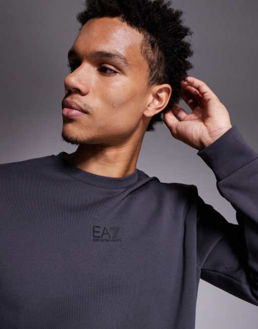Armani EA7 train core central logo sweatshirt in charcoal, 5 of 5