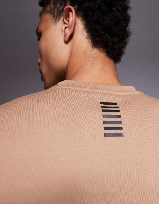 Armani EA7 train core central logo sweatshirt in stone, 5 of 5