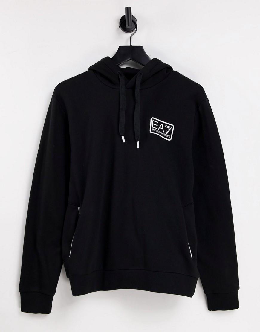 Armani EA7 Train Core ID box logo fleece overhead hoodie in black