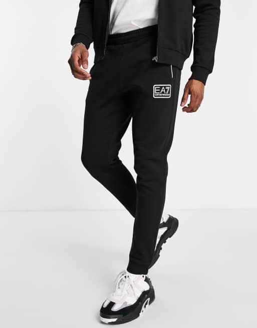 Armani EA7 Train Core ID box logo zip through hooded fleece tracksuit in black |