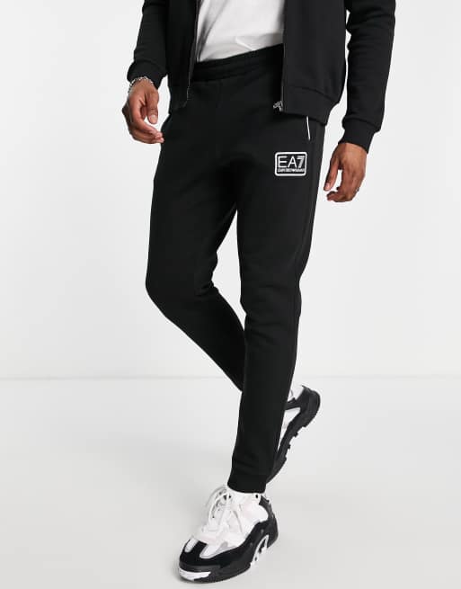 Armani - EA7 Train Core ID - Fleece trainingspak met vierkant logo, capuchon en ritssluiting in zwart , 4 van 4