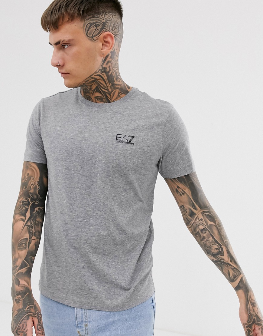 Armani – EA7 – Train Core ID – Ljusgrå, melerad t-shirt med logga och smal passform