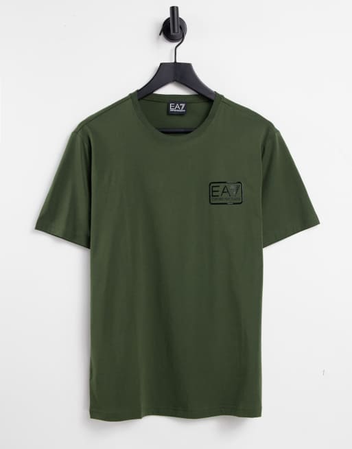 Armani EA7 – Train Core ID – T-shirt z logo w kolorze khaki