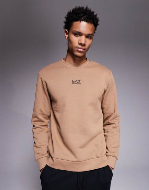 Armani – EA7 – Train Core – Sandfärgad sweatshirt med centrerad logga - view 1
