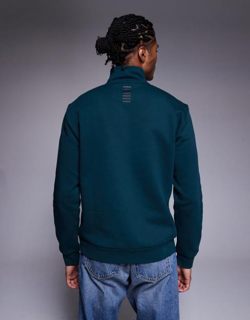 Armani – EA7 Train Core – Sweatshirt in Petrol mit Logo und kurzem Reißverschluss, 3 von 5
