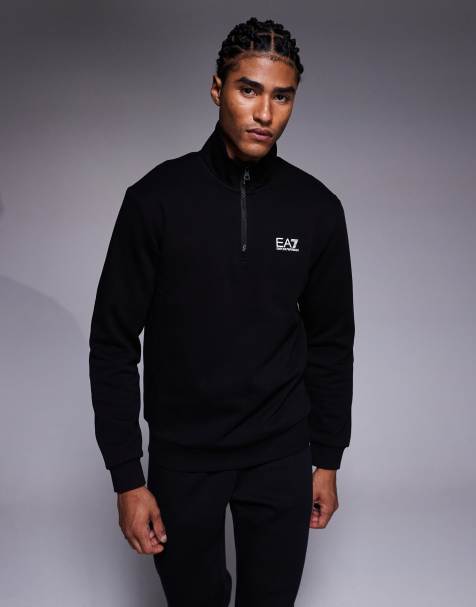Armani – EA7 Train Core – Sweatshirt in Schwarz mit Logo und kurzem Reißverschluss - view 1