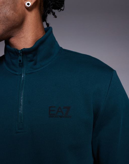 Armani - EA7 Train Core - Sweatshirt met korte rits en logo in blauwgroen, 5 van 5