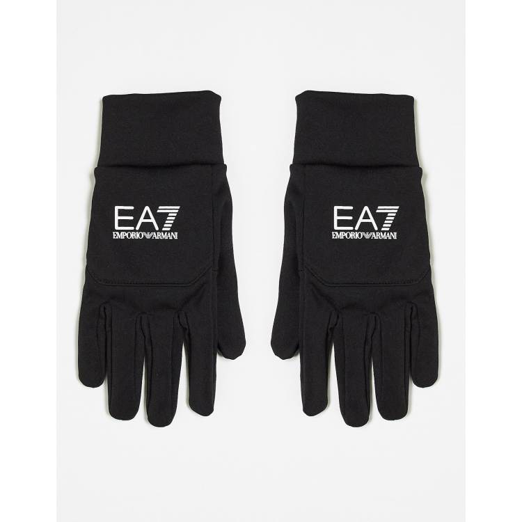 Armani EA7 Train soft shell logo gloves in gray | ASOS