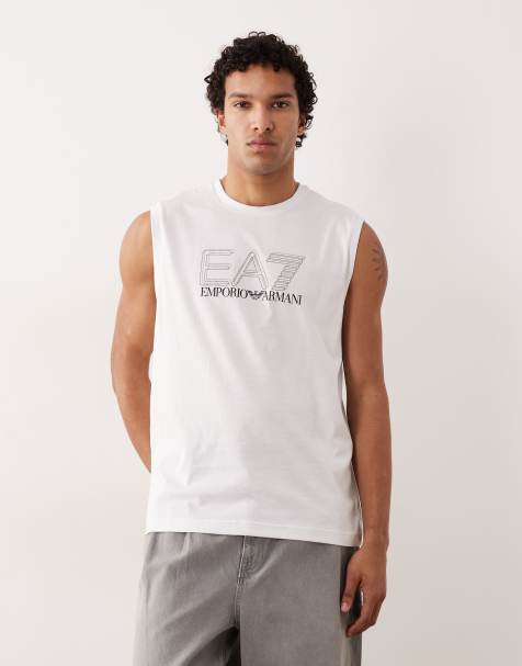 Armani EA7 train visability loose fit tank vest in white - view 1