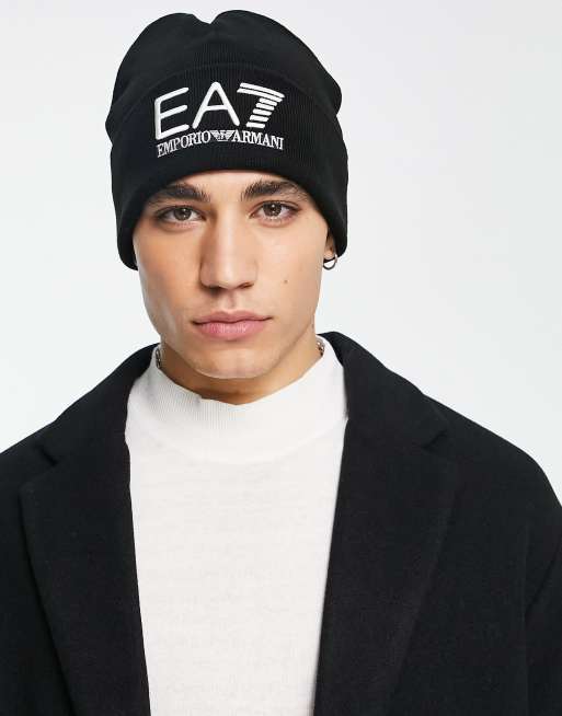 Armani EA7 Train Visibility EA7 logo beanie in black