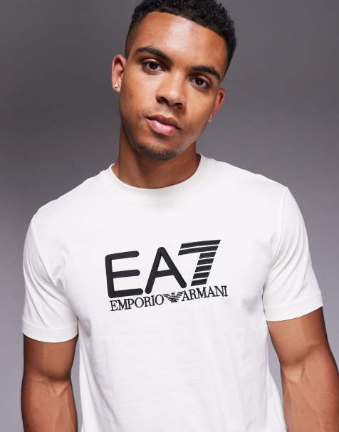 Armani EA7 train visibility large logo t-shirt in cream