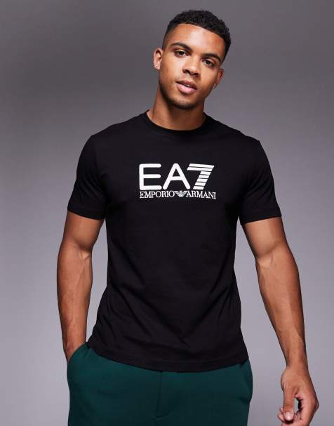 Armani EA7 train visibility large logo T-shirt in black - view 1