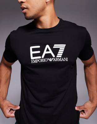 Ea7 Armani  Train Visibility Large Logo T-shirt In Black