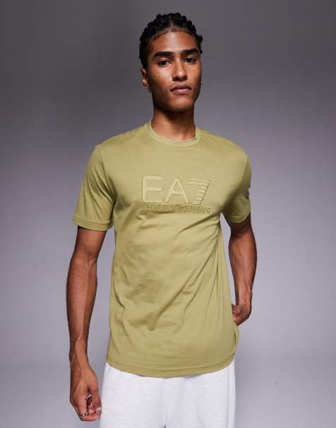 Armani EA7 train visibility large logo t-shirt in green - view 1