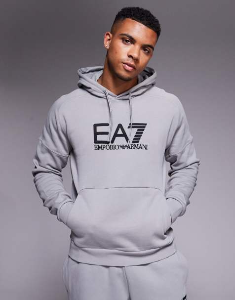 Armani EA7 train visibility logo hoodie in grey (part of a set) - view 1