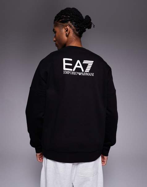 Armani EA7 train visibility logo sweatshirt in black - view 1