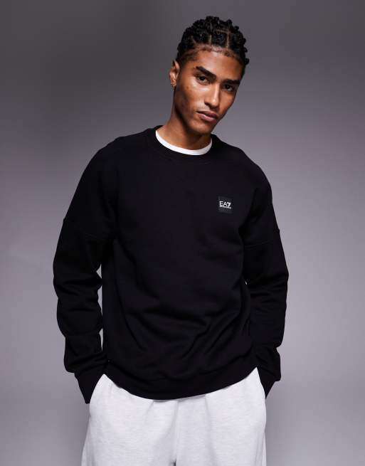 Armani EA7 train visibility logo sweatshirt in black, 3 of 5