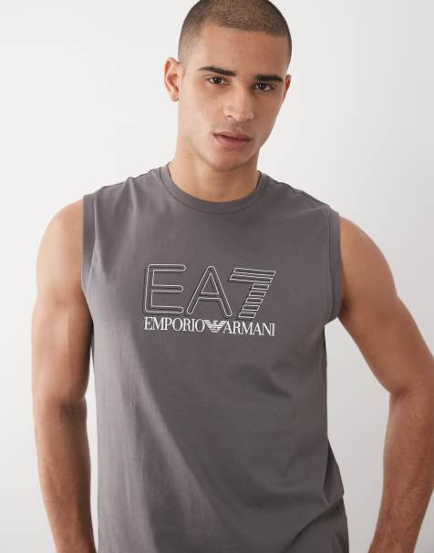 Armani EA7 train visibility loose fit tank vest in brown - view 1