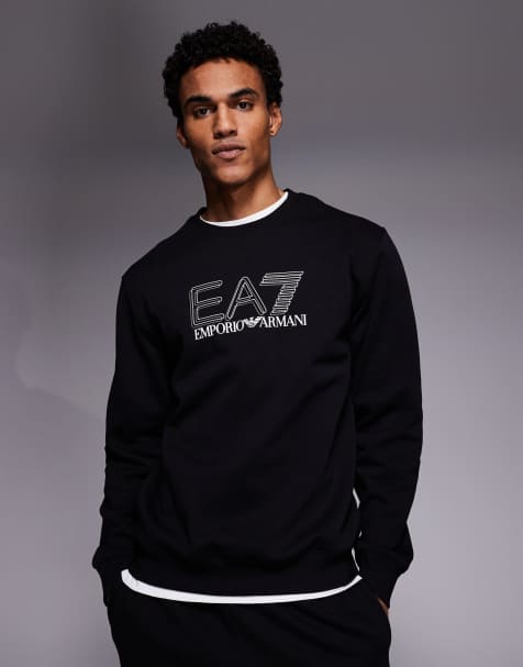 Armani – EA7 – Train Visibility – Svart sweatshirt med logga, del av set - view 1