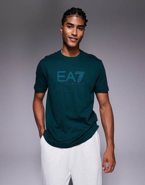 Armani - EA7 - Train Visibility - T-shirt met groot logo in groenblauw - view 1