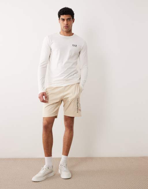 Armani EA7 training long sleeve t-shirt in cream, 2 of 5
