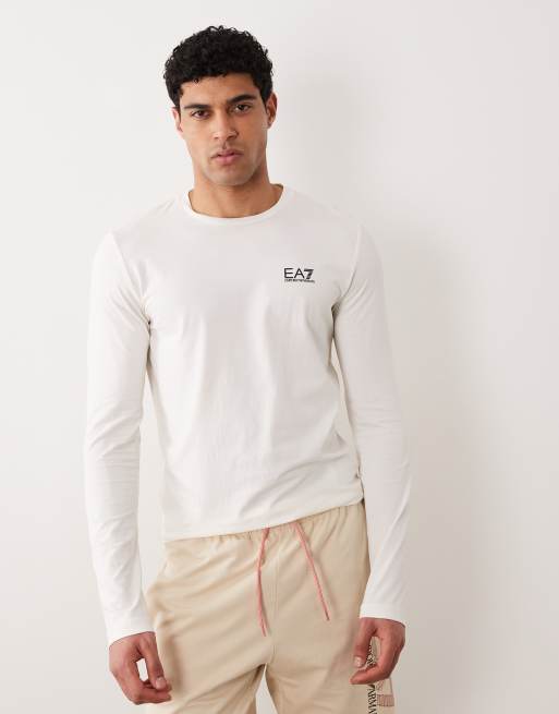 Armani EA7 training long sleeve t-shirt in cream, 3 of 5