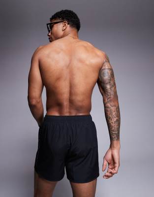 Ea7 Armani  Verical Side Logo Swim Short In Black