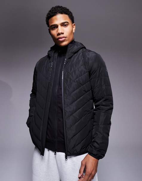 Armani EA7 - Veste matelassée à capuche avec logo - Noir - view 1