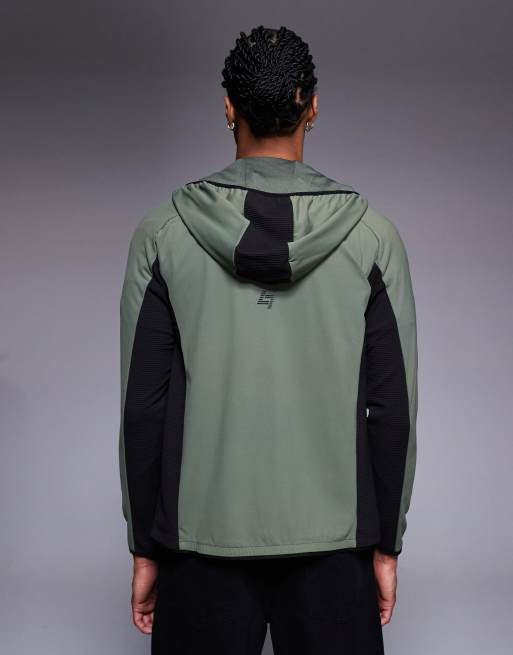 Armani - EA7 Vigor 7 - Felpa con cappuccio verde con zip e logo, 3 di 5