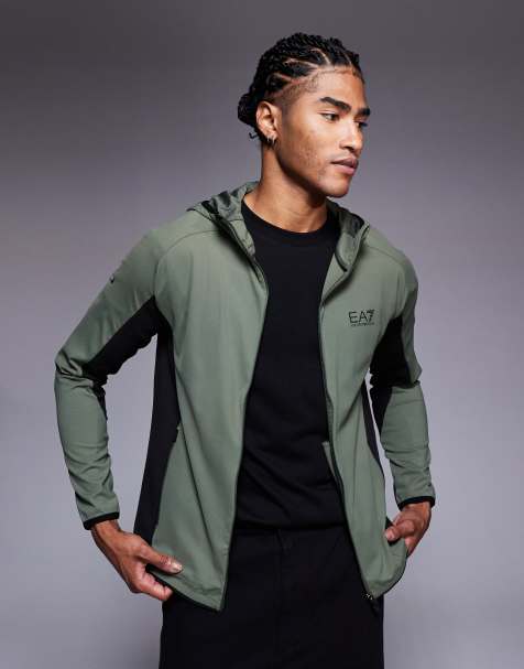 Armani – EA7 Vigor – Kapuzenjacke in Grün mit Logo - view 1
