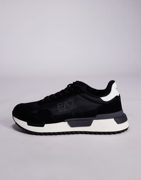 Armani EA7 vintage runner style trainers in black - view 2