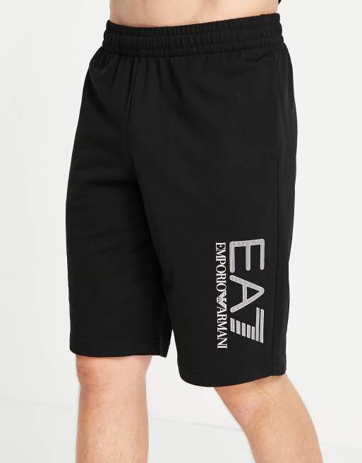 Armani EA7 visibility french terry jersey shorts in black