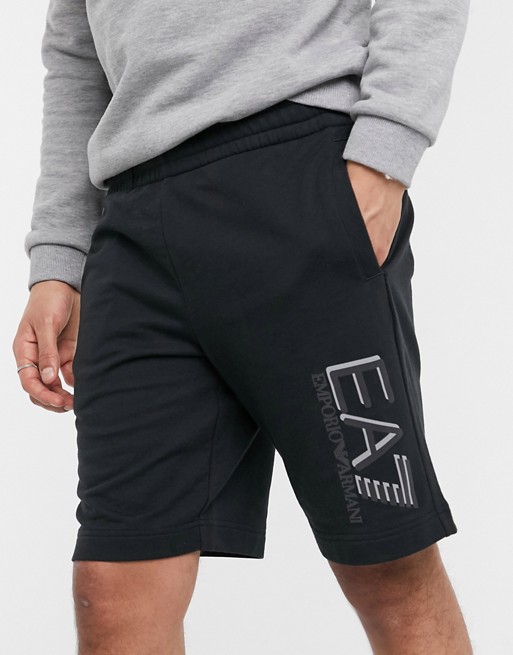 Armani EA7 Visibility large logo sweat shorts in black