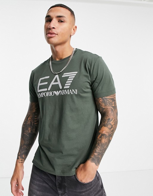 Armani EA7 visibility large logo t-shirt in khaki