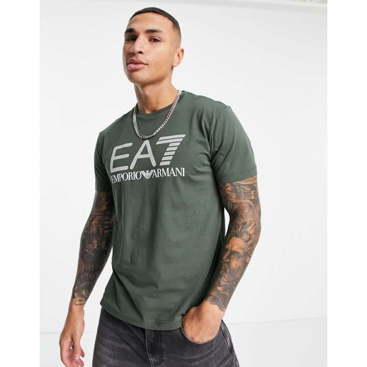 Ea7 khaki 2025 t shirt