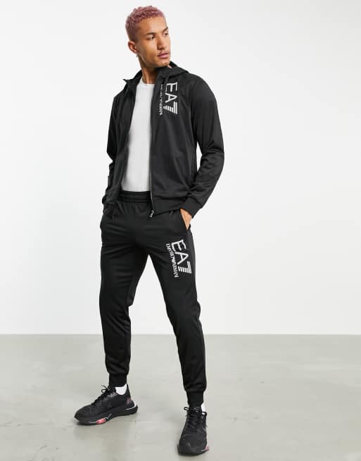 Armani EA7 Visibility large logo tracksuit in black ASOS