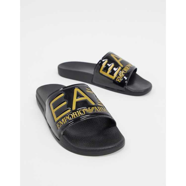 Black best sale gold sliders